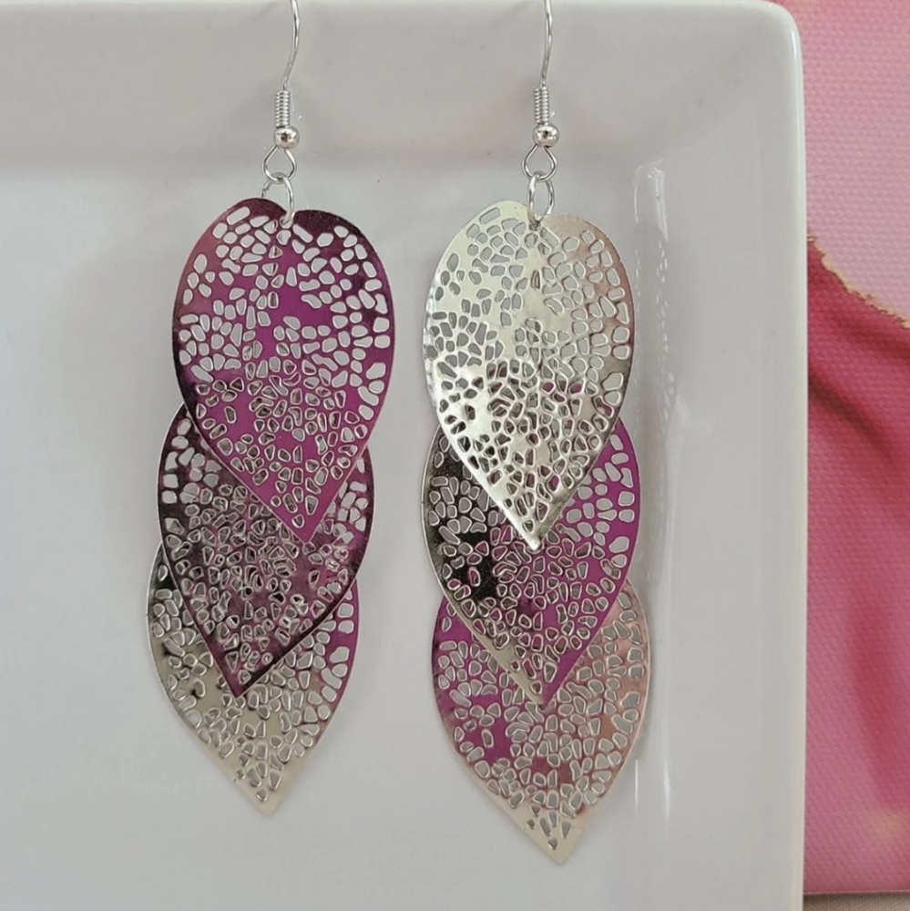 Metal Leaf Dangle Earrings